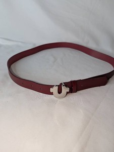 True Religion Burgundy Belt with Silver-Tone Horseshoe Buckle  Size Large