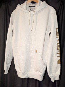 Carhartt Loose Fit Sleeve Logo Pullover Hoodie  White  Size Small