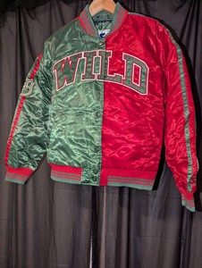 Starter Minnesota Wild Satin Bomber Jacket  Red & Green  Size Small