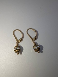 Iridescent Rhinestone Bead Drop Earrings with 14k Gold-Filled Leverback Ear Wires  1.4 Grams