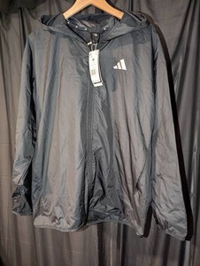 Adidas Mens Hooded Windbreaker Jacket  Medium, BlackWhite  New with Tags
