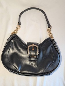 ALDO Black Shoulder Bag with Gold-Tone Chain Strap & Oversized Buckle Detail
