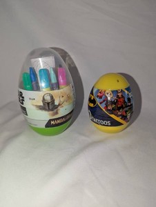 NIB Star Wars Mandalorian Activity Egg & Batman Tattoo Egg  2-Piece Lot