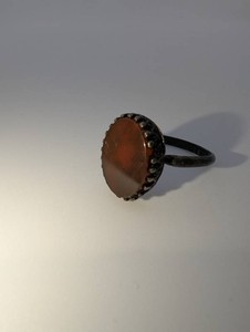 Vintage Red Cabochon Ring With Decorative Setting  Approx. Size 9
