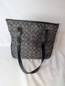 Coach Signature Gray & Black Zip-Top Tote  Style F58282