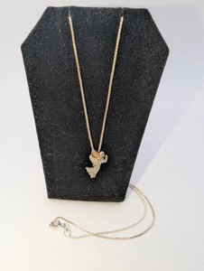 Sterling Silver Angel Pendant Necklace With 12K Yellow and Rose Gold Leaf Wings  3.1 Grams