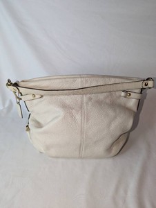 Coach F17165 Ivory Pebbled Leather Hobo Shoulder Bag  Purple Lining
