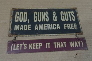 Novelty Metal Sign - God, Guns & Guts