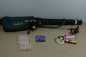 Cabelas Pole Case and Assorted Fishing Gear - Genz Ice Rod