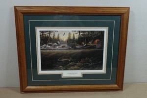 Framed Terry Doughty Print Fishing the Falls