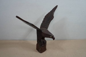 Carved Wood Eagle Statue