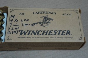 39 Assorted .45 Colt Ammo - Lead Flat, Silver HP, Lead HP, FMJ