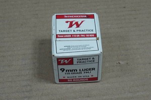 50 Winchester Target and Practice 9mm 115 Gr FMJ Ammo
