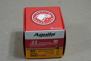500 Aguila .22 LR 40 Gr Copper-Plated Solid Ammo