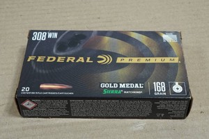 20 Federal Premium .308 Win 168 Gr Gold Medal Sierra Matchking Ammo