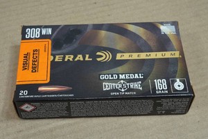 20 Federal Premium .308 Win 168 Gr Gold Medal Centerstrike Open Tip Match Ammo