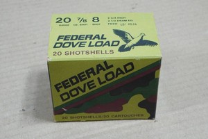 20 Federal Dove Load 20 Gauge 2-34 8 Shot Shotshells