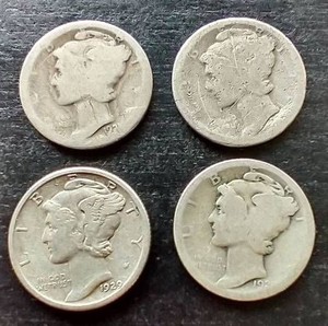 (4) Mercury Dimes