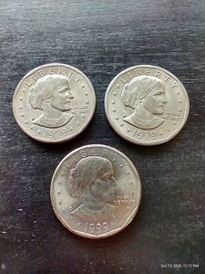 (3) Susan B Anthony Dollars - 1979-D, 1979-P, 1999-D