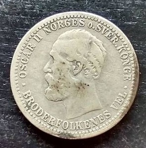 1893 Norway Silver 50 Ore