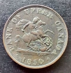 1850 Bank of Upper Canada Half Penny