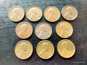(10) Wheat Pennies - 1919, 1920, Etc