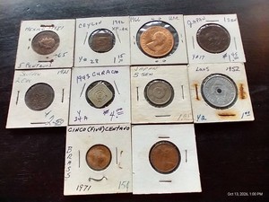(10) Vintage Foreign Coins in Flips