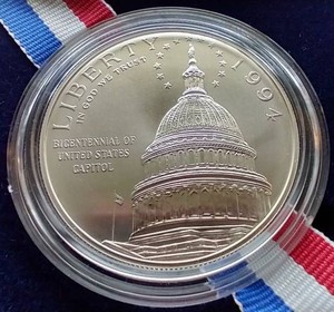 1994 U.S. Capitol 90% Commemorative Silver Dollar