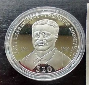2000 Liberia .999 Silver Theodore Roosevelt Coin