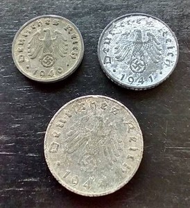 (3) Germany Third Reich WW2 Coins - 1510 Pfennig