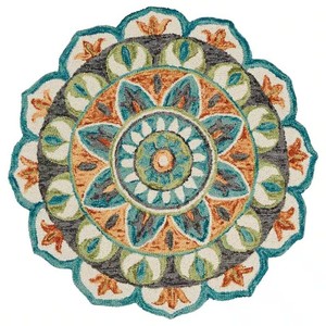 Daliah Geometric TealGreen 6 ft Round Rug