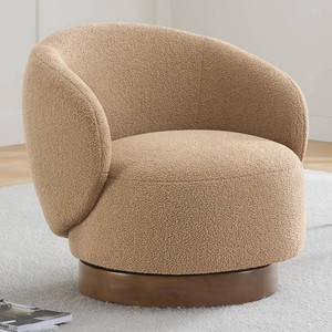 $367 KISLOT Swivel Barrel Chair, Boucle, Sand