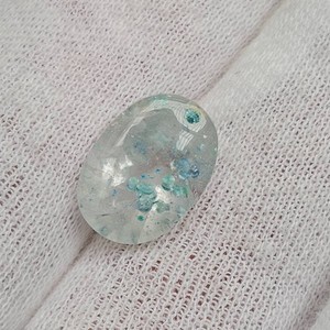 5.80 Carat Unique Natural Quartz with Blue-Green Inclusions Oval Cut Retail $290