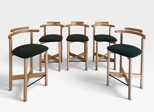 LL - Set of 5 Vintage Mid-Century Modern Danish Teak Bar Stools by Findahls Mbelfabrik