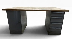 LLS - Vintage Workbench - Industrial Wood & Metal