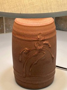 LR - Ceramic Table Lamp - Raised Floral Relief 22 H