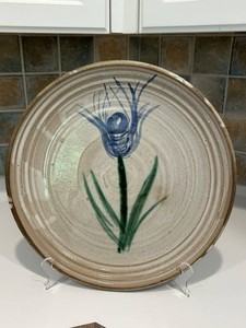 LR - Decorative Ceramic Plate - Hand-Painted Floral 14.5 Inch - artist signed