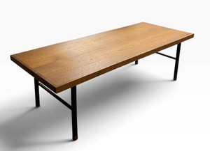 G - Coffee Table - Wood Top With Black Metal Legs