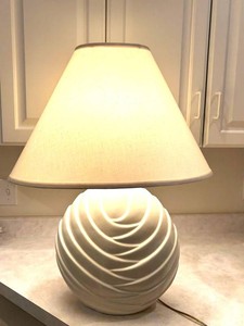 G - Table Lamp - White Sculptural Ribbed Base
