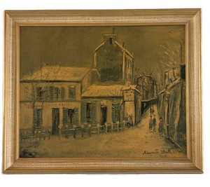 LR - Maurice Utrillo Lapin Agile in Winter Framed Vintage Art Print