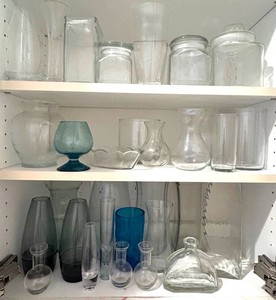MR - Glass Vases & Containers - Assorted Clear, Blue & Smoke Mixed Lot
