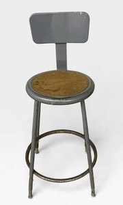 G - Vintage Industrial Steel Shop Stool with Backrest