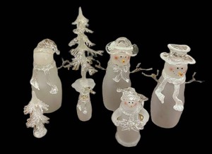 G - Snowman Christmas Decor Mixed Lot - 5 Snowmen & Tree, 12in Tall