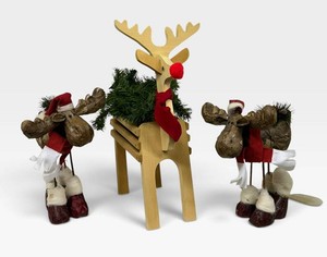 G - Christmas Decor - 2 Moose & Reindeer, 3-Piece Mixed Lot