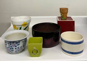 G - Outdoor Planters - Crate & Barrel & Floral Mixed Lot