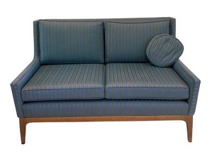 LR - Vintage Mid-Century Sofa - Striped Upholstery