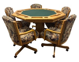G - Vintage Game Table with 5 Chairs