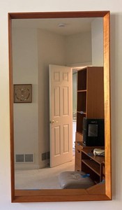 O - Mid-Century Style Wood Wall Mirror