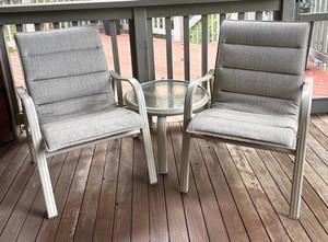 P - Two Vintage Homecrest Patio Chairs and Table