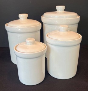 LR - White 4-Piece Ceramic Canister Set